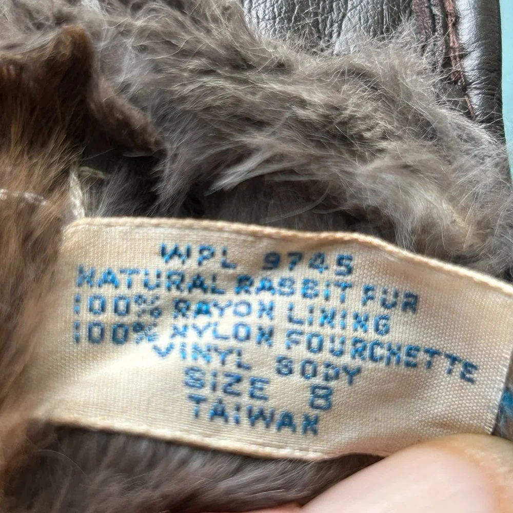 Brown Women's Gloves with Fur Lining - Size 8